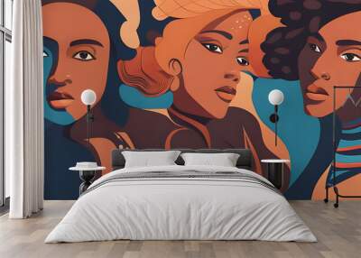 Proud women of color diversity BIPOC painting style digital art generative ai illustration Wall mural