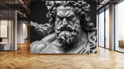 3D illustration of a Renaissance marble statue of Zeus, king of the gods, who was also the god of the sky and thunder, one of the Twelve Olympus in ancient Greek mythology. Wall mural