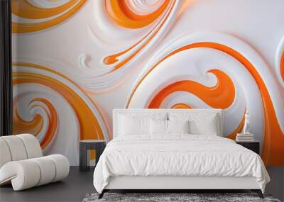 Fondo de banner abstracto naranja. Color degradado de fondo de banner blanco amarillo anaranjado moderno abstracto. Degradado amarillo y naranja con decoración de onda curva de patrón de semitono. Wall mural