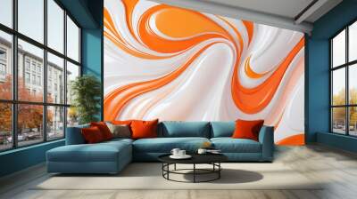 Fondo de banner abstracto naranja. Color degradado de fondo de banner blanco amarillo anaranjado moderno abstracto. Degradado amarillo y naranja con decoración de onda curva de patrón de semitono. Wall mural