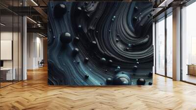 Rica y moderna textura de fondo de pancarta negra azul marino 3D, pancarta con textura de piedra de mármol o roca con elegante color festivo y diseño para pancarta ancha. Fondo azul oscuro para banner Wall mural