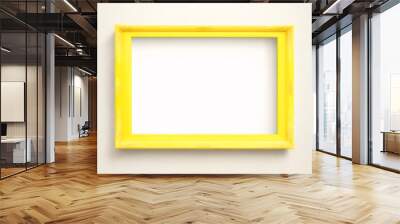 Yellow picture frame mockup isolated on white background. Wall mural