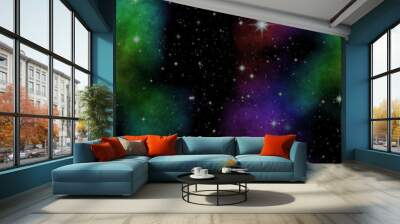 Seamless space pattern with color nebula Wall mural