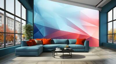 Abstract futuristic geometric blue and red gradient background. Wall mural