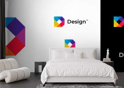 Colorful letter D vector logo. with variations Wall mural