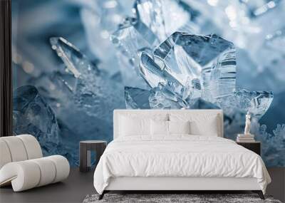 Close-up of frosty, icy crystals, showing intricate details. Wall mural