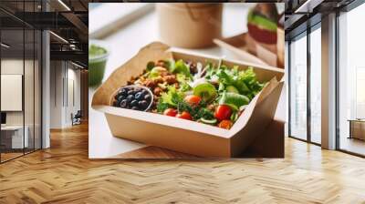 A Daily Regimen of Healthy, Organic Meals and Smoothies Served in Paper Bags Wall mural