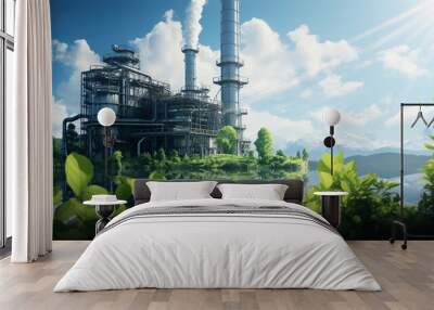 Green Industry Factory Embracing Low Carbon Footprint. Wall mural