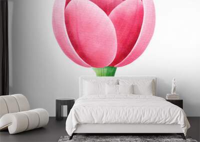 Watercolor and painting blossom pink tulip flower element. Digital painting of flora and nature illustration. Mother day Wall mural