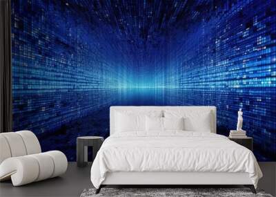 Abstract Futuristic Binary code background, generative ai Wall mural