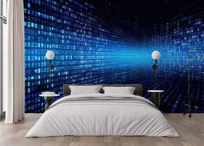 Abstract Futuristic Binary code background, generative ai Wall mural