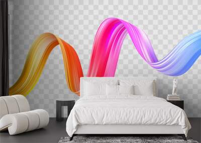 Colorful flow poster transparent. Brushstroke wave Wall mural