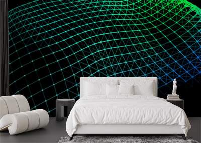 Vector background of net cells. Fish football sport syrface. Fluid flow on wind. Flag fabric data processing. Wall mural