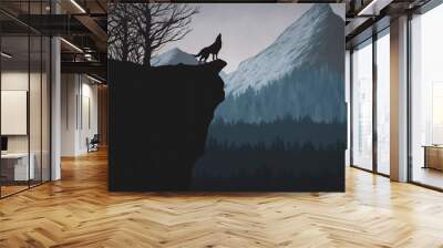 wolf howling Wall mural