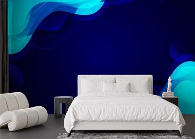 Modern abstract fluid shape background in blue colors Wall mural