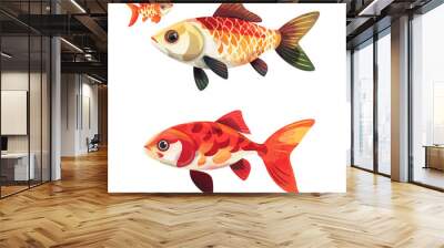 A group of orange goldfish swimming in a bowl of water Wall mural