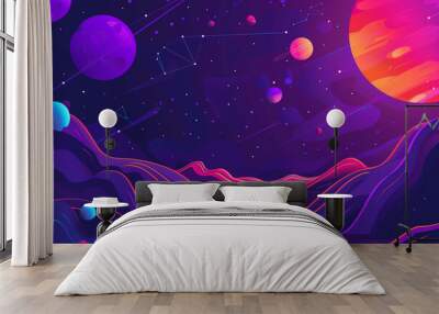 Abstract blue starry night sky background depicting the vastness of space Wall mural