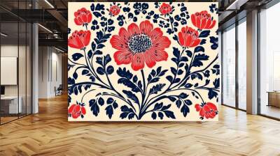 Authentic Polish Highlander Folk Art with Floral and Geometric Patterns Wall mural