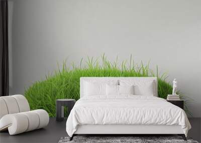 Minimalist 3D Grass Podium Platform on Isolated Background Wall mural