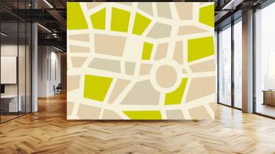 Abstract road seamless vector background. Green park and highway pattern. Wallpaper with map element. Backdrop for kids decoration Wall mural