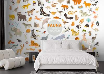 Mammals of the world. Extra big animals set. Vector illustration, isolated on a white background Wall mural