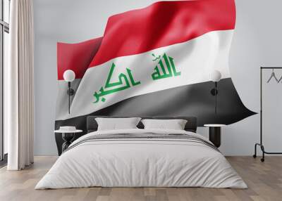 Iraq, vector flag with waves and bends waving in the wind on a white background Wall mural