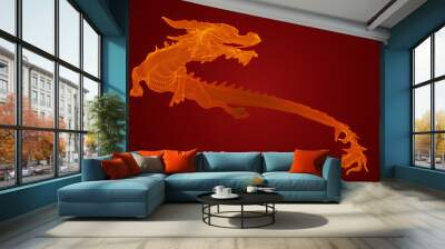 symbol of chinese new year. long flying dragon kite. vector 3d illustration Wall mural