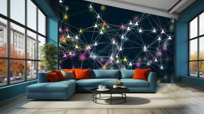 Social network connection. Community technology background. Wall mural