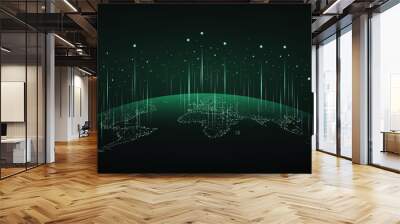 World map and parts connected by dots and lines. A database system that everyone can access with the Internet. Concept of connection and communication technology in the world. Wall mural