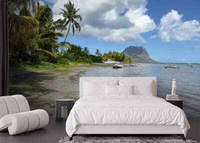 View of Le Morne Brabant mountain from La Gaulette, Mauritius Wall mural