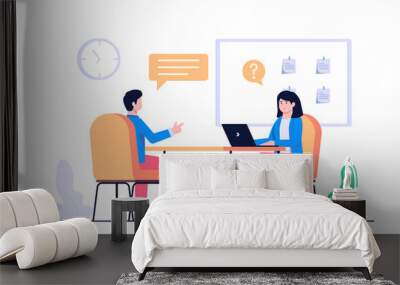 new worker interview concept illustration Wall mural