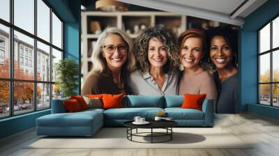 Group of diverse middle-aged women smiling together Wall mural