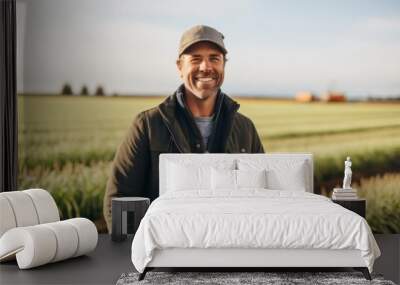 Portrait of a middle aged male farmer on farm Wall mural