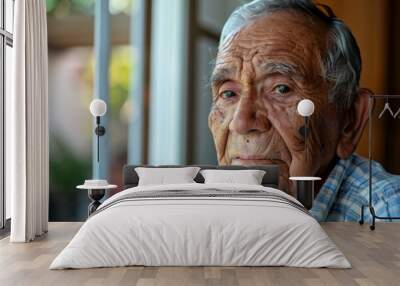 Portrait of a senior Hispanic man in nursing home Wall mural