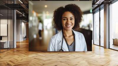 Portrait of a smiling female African American medical physician Wall mural