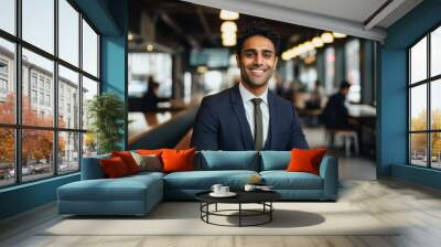 Portrait of a smiling young businessman in office Wall mural