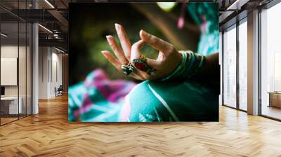 closeup of woman hand practice yoga Wall mural