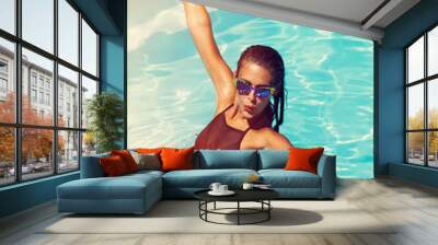 fun in pool Wall mural