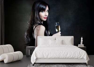 woman with champagne Wall mural