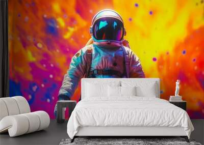 Astronaut in space suit, Astronaut in outer space. Generative AI Wall mural