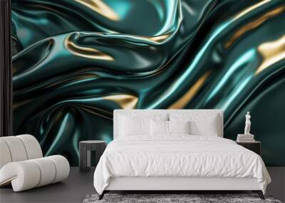 Metal texture with wavy pattern dynamic and smooth background. Background for technological processes, science, presentations, education, etc Wall mural