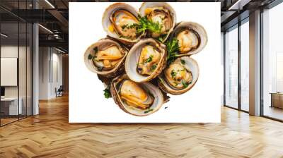 PNG Freshly cooked clams garnished with herbs Wall mural