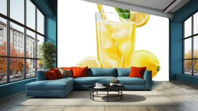 PNG Refreshing lemonade with fresh lemons and mint Wall mural