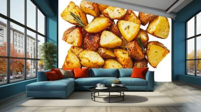 PNG Rosemary roasted potatoes on white Wall mural