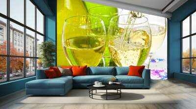 White Wine Pouring into Glasses Wall mural