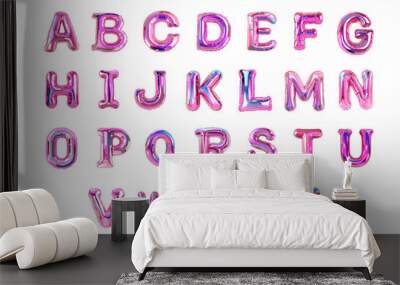 Realistic 3d inflatable alphabet made of plastic, foil balloon effect, isolated Wall mural