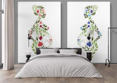 Stylized pregnant women covers Wall mural