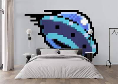 Pixel art illustration UFO. Pixelated UFO. Farm UFO space alien pixelated for the pixel art game and icon for website and video game. old school retro. Wall mural