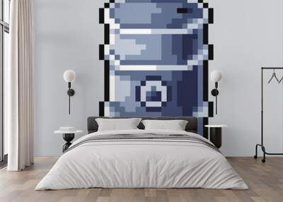 Pixel art illustration Wood steel barrel. Pixelated oil barrel. Wine Barrel icon pixelated
for the pixel art game and icon for website and video game. old school retro. Wall mural