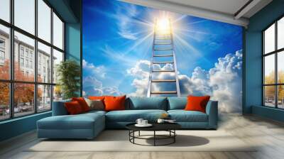 A ladder leading towards a bright future symbolizing freedom and progress Wall mural